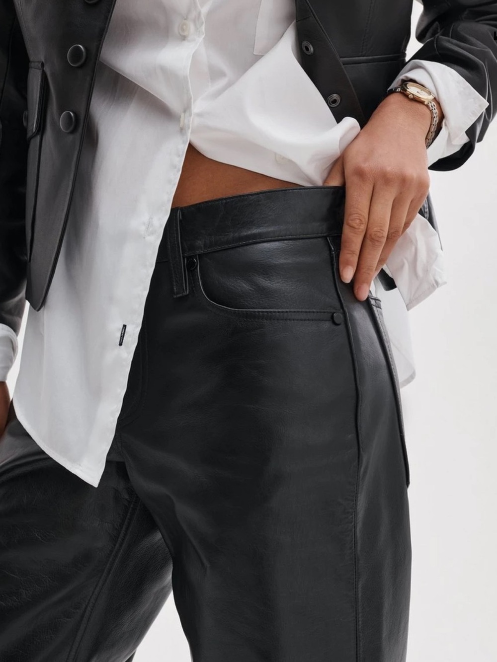 rag & bone Women’s Cam Relax Fit Black Leather NEW WITH TAGS SIZE: 28 - Picture 4 of 13